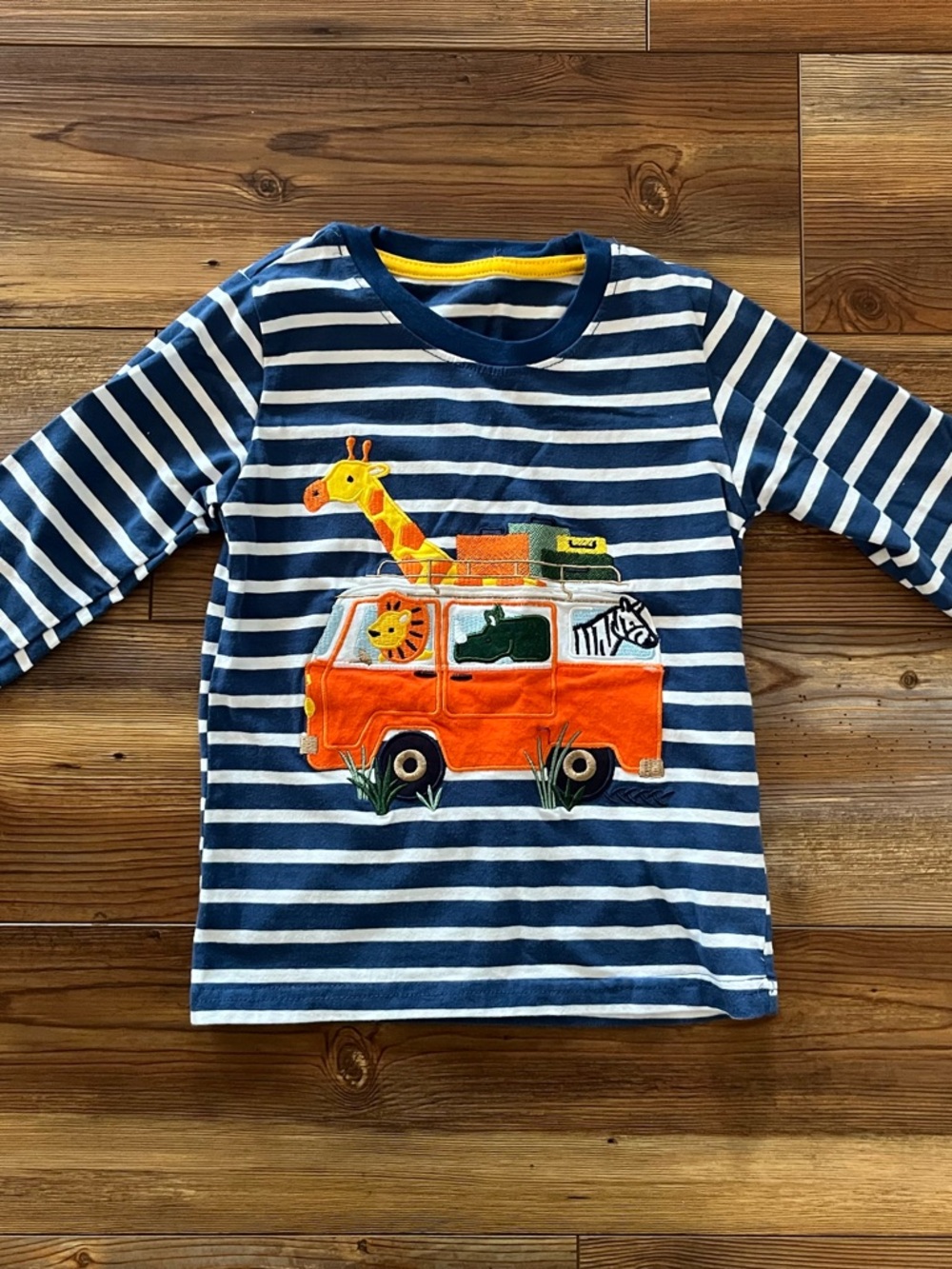 ⭐️Bundle 5 for $30 - Kids Navy Stripe Long Sleeve Tee with Orange Safari Van